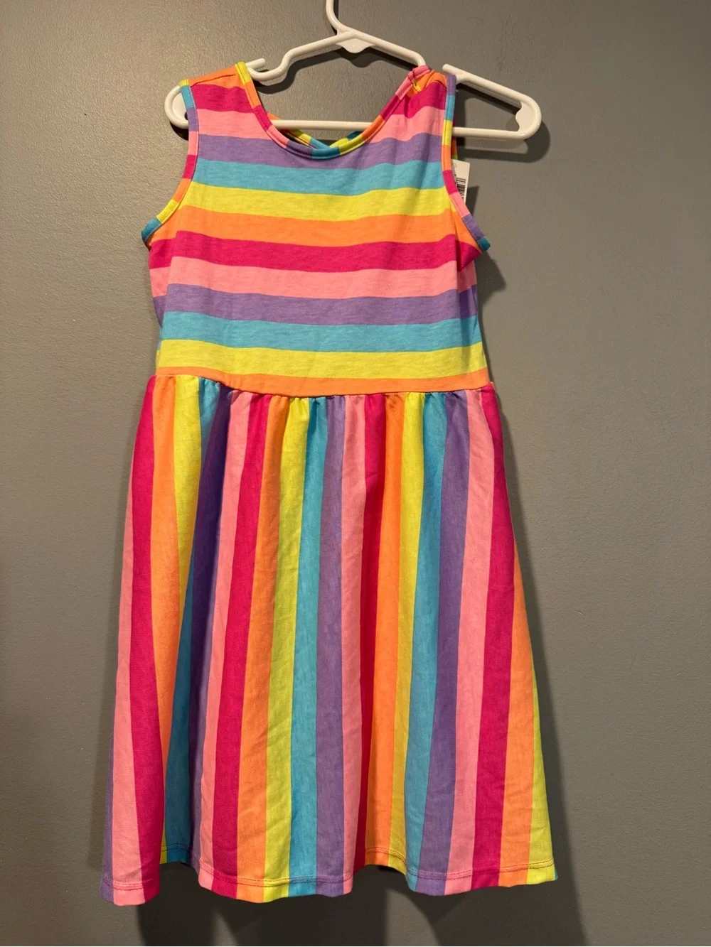 *The Children's Place Rainbow Stripe Sleeveless Dress - Pink Yellow Blue Purple
